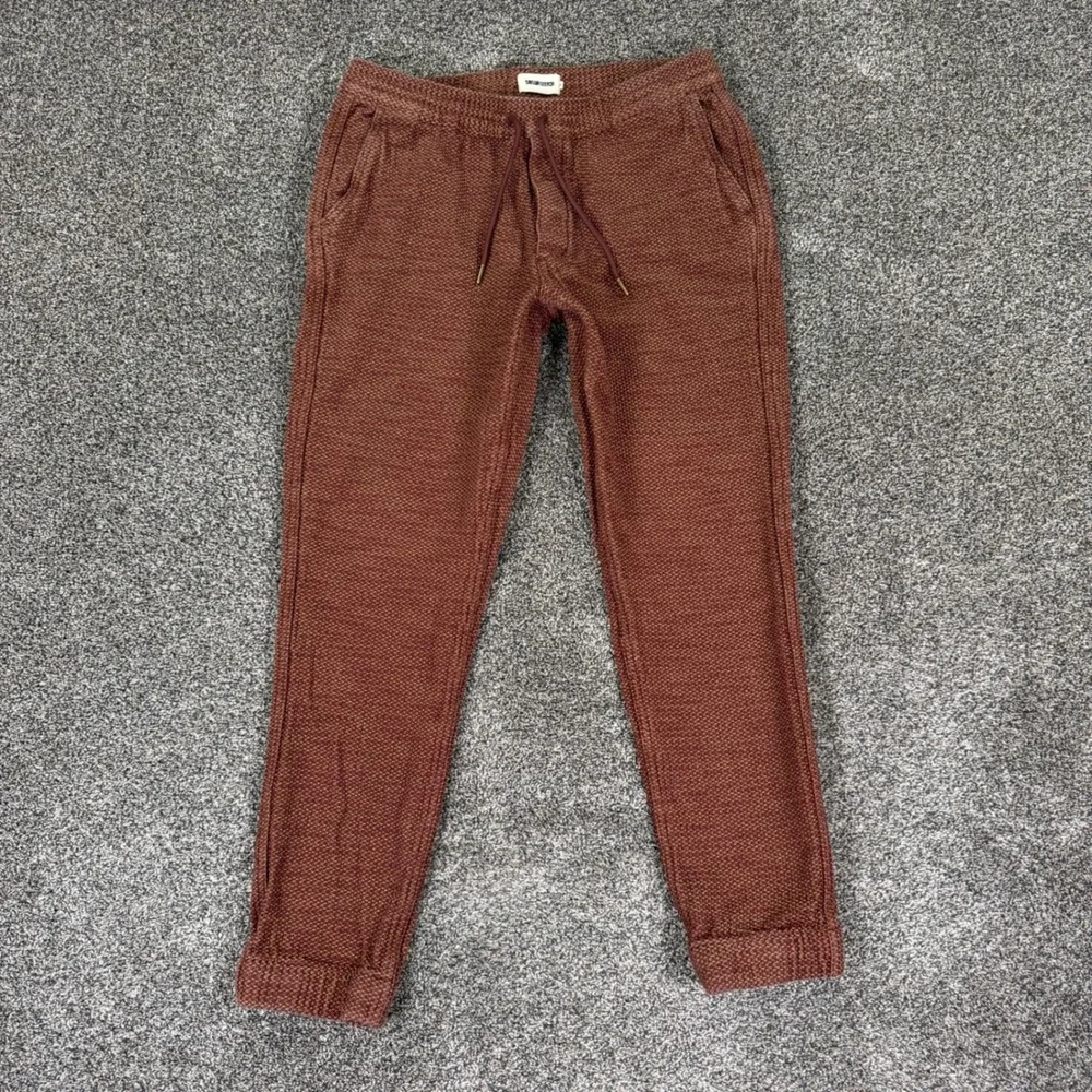 Taylor Stitch Apres Pant Men Medium Burgundy Rust Waffle Weave Drawstring Jogger